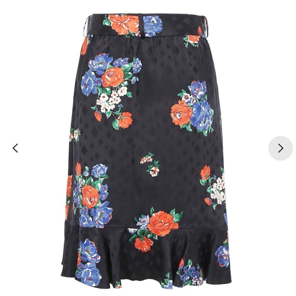 Tory Burch Floral SILK WRAP RUFFLE SKIRT WITH BELT in Black - Size 4 - Picture 2 of 16
